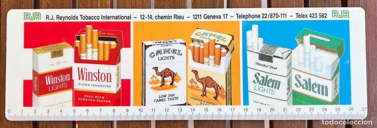 Antig&uuml;edades: Regla de pl&aacute;stico publicidad Tabaco - R. J. Reynolds Tobacco (Winston, Camel) - Calendario A&ntilde;o 1985