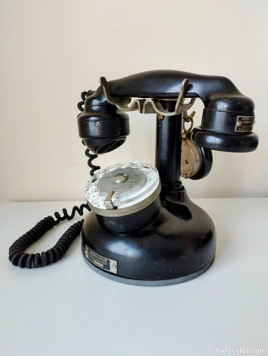 Tel&eacute;fonos: Telefono de acero y baquelita. Modelo 1.924.