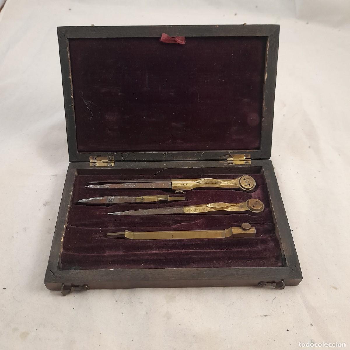 Antig&uuml;edades: CAJA DE COMPASES DE MADERA DE PALISANDRO - Foto 9