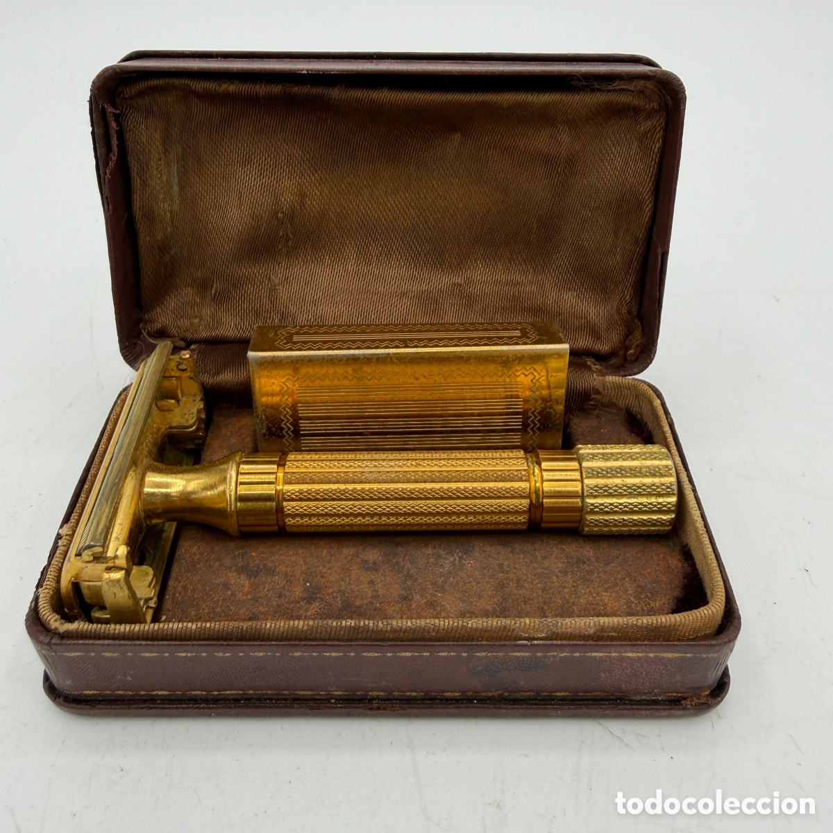 Antig&uuml;edades: Maquinilla de afeitar Gillette Aristocrat, ba&ntilde;ada en oro. 1946-1950