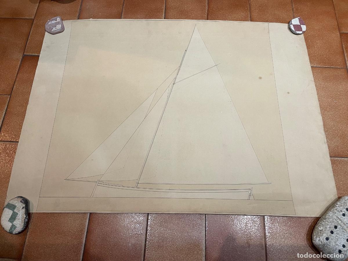Antig&uuml;edades: NAVEGACI&Oacute;N - ANTIGUO DIBUJO ORIGINAL A TINTA DE UN VELORO ,DIBUJO MAQUETA. PARA SU CONSTRUCCI&Oacute;N
