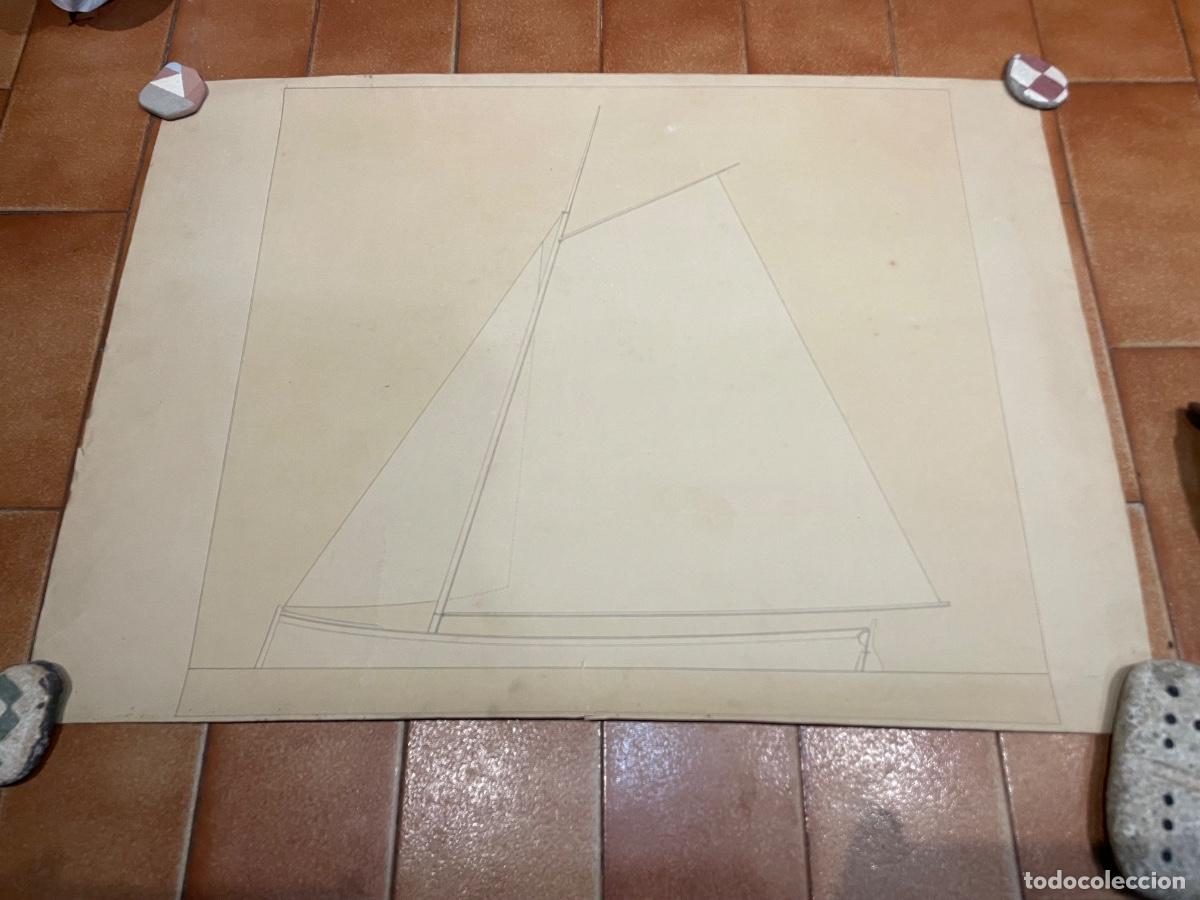 Antig&uuml;edades: NAVEGACI&Oacute;N - ANTIGUO DIBUJO ORIGINAL A TINTA DE UN VELORO ,DIBUJO MAQUETA. PARA SU CONSTRUCCI&Oacute;N