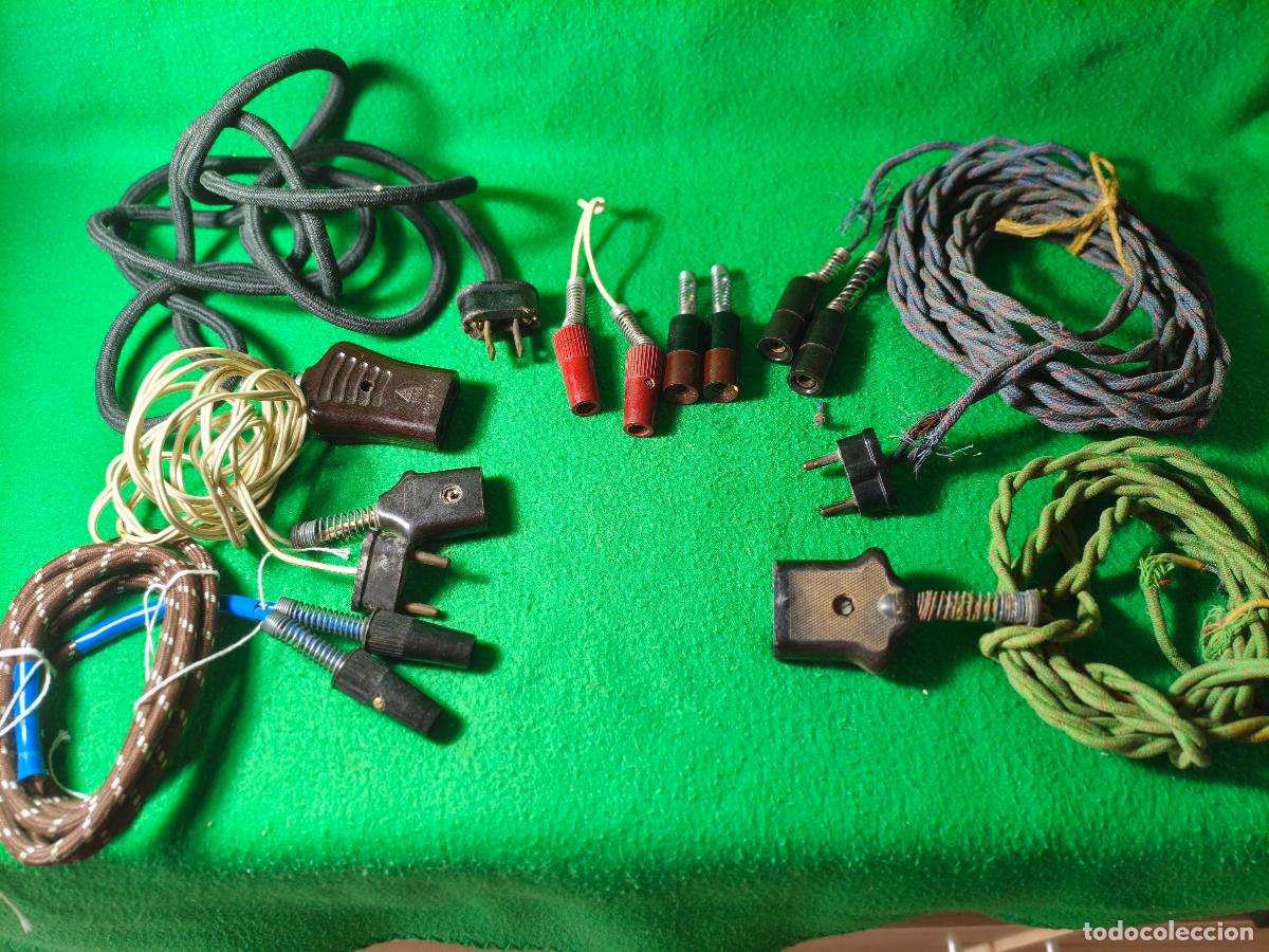 Antig&uuml;edades: MATERIAL ELECTRICO ANTIGUO. CABLES FORRADOS Y CONECTORES. - Foto 7