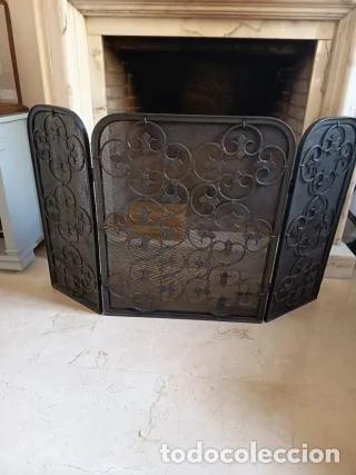 Antig&uuml;edades: Salvachispas chimenea de 3 paneles metal negro