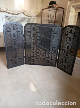 Antig&uuml;edades: Salvachispas chimenea de 3 paneles metal negro - Foto 2
