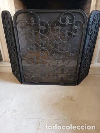 Antig&uuml;edades: Salvachispas chimenea de 3 paneles metal negro - Foto 3