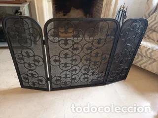 Antig&uuml;edades: Salvachispas chimenea de 3 paneles metal negro - Foto 4