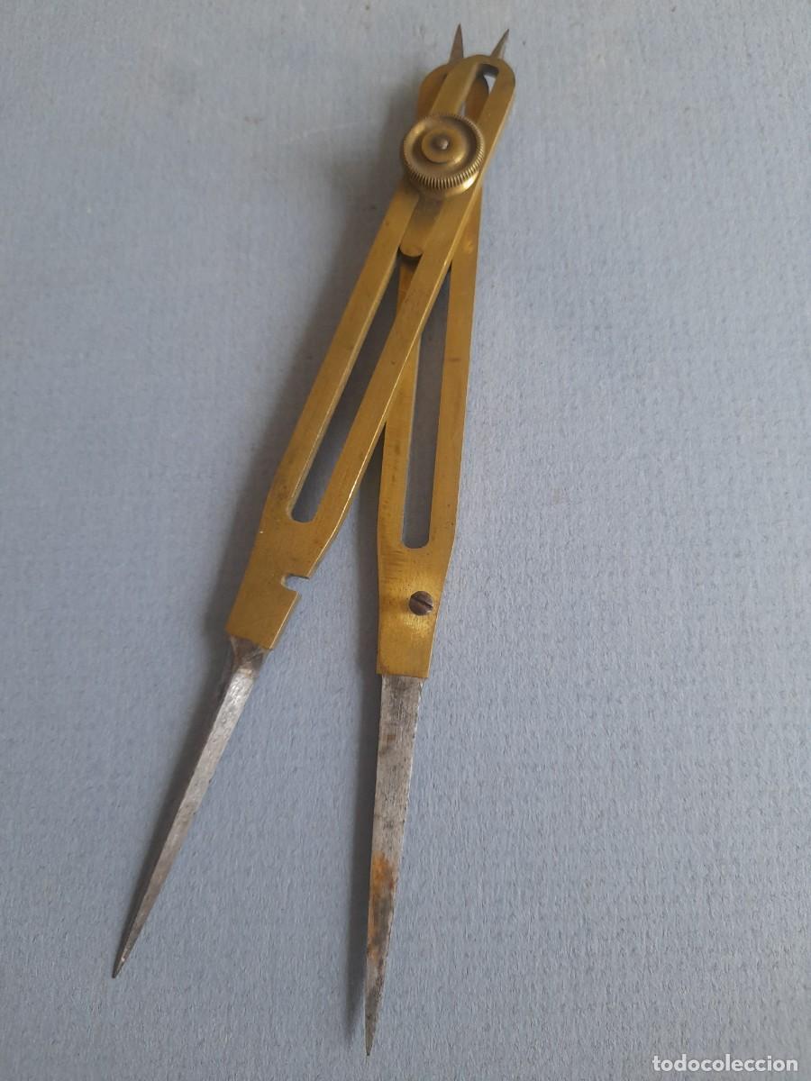 Antig&uuml;edades: comp&aacute;s proporcional de laton y acero, para cartografia, 16.5cm aprox