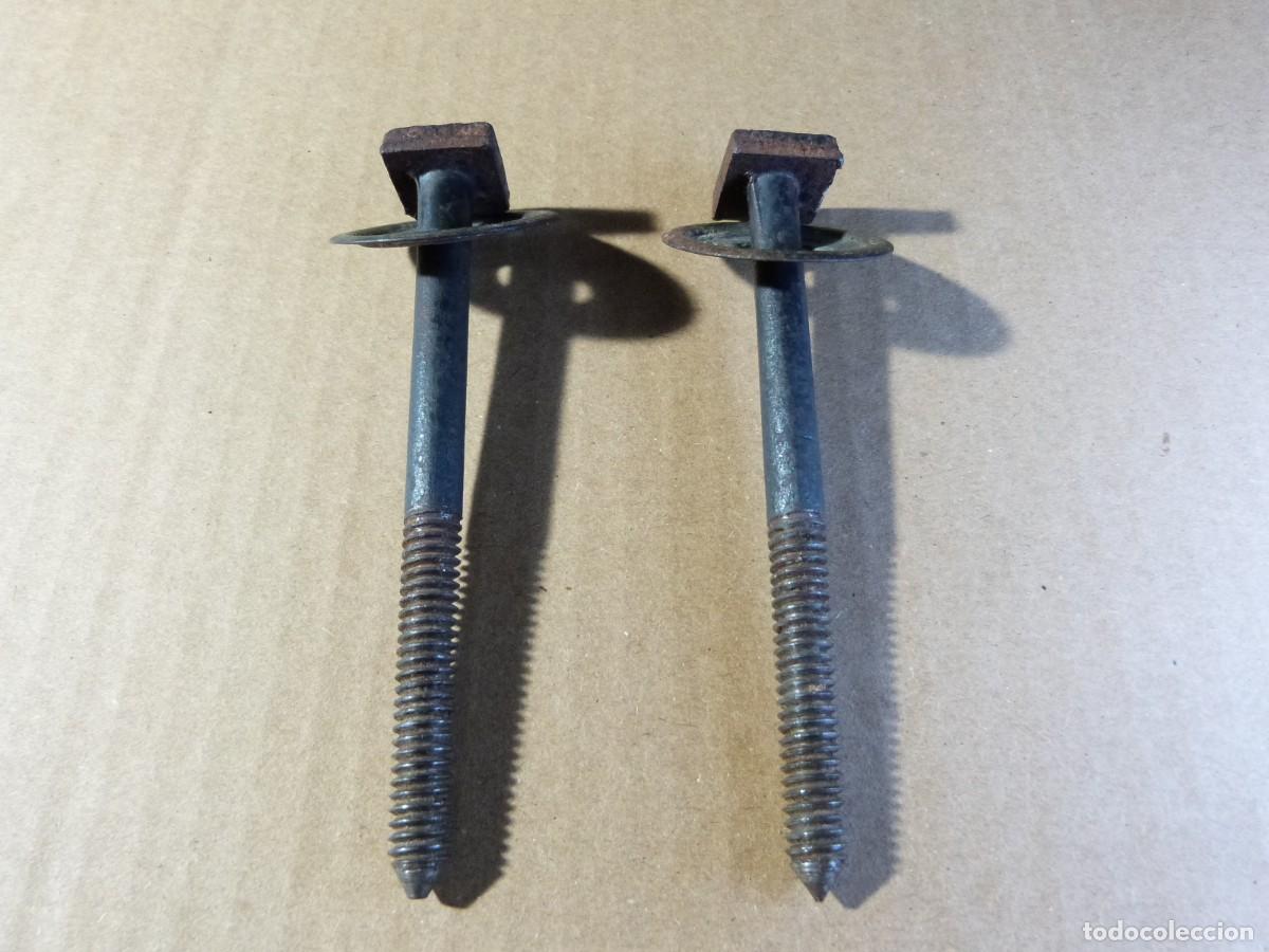 Antiquit&auml;ten: Pareja 2 tornillos para cabezal de cama antigua con arandelas - 11,5 centimetros