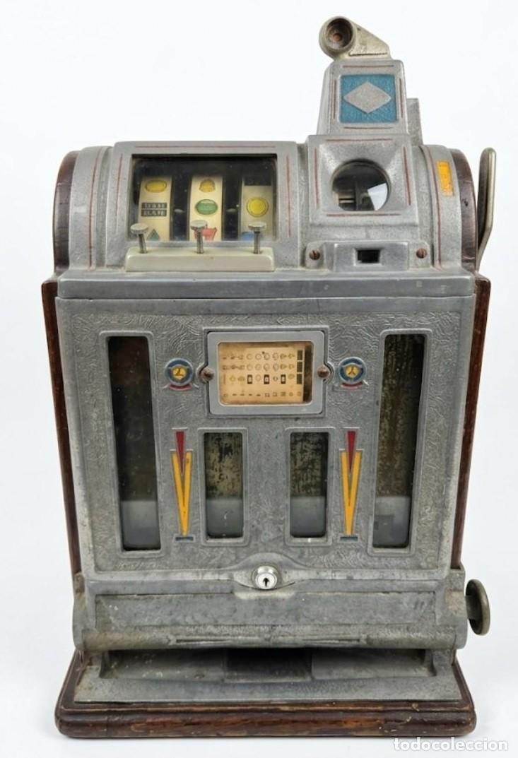 Antig&uuml;edades: Antigua maquina tragaperras mecanica americana de rodillos 1920