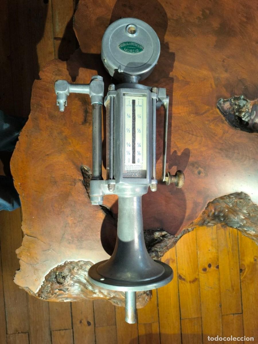 Antig&uuml;edades: Bomba aceite antigua, para tiendas, marca PACA N&ordm; fabricaci&oacute;n 0205 MURCIA, ALUMINIO Y ACERO INOX
