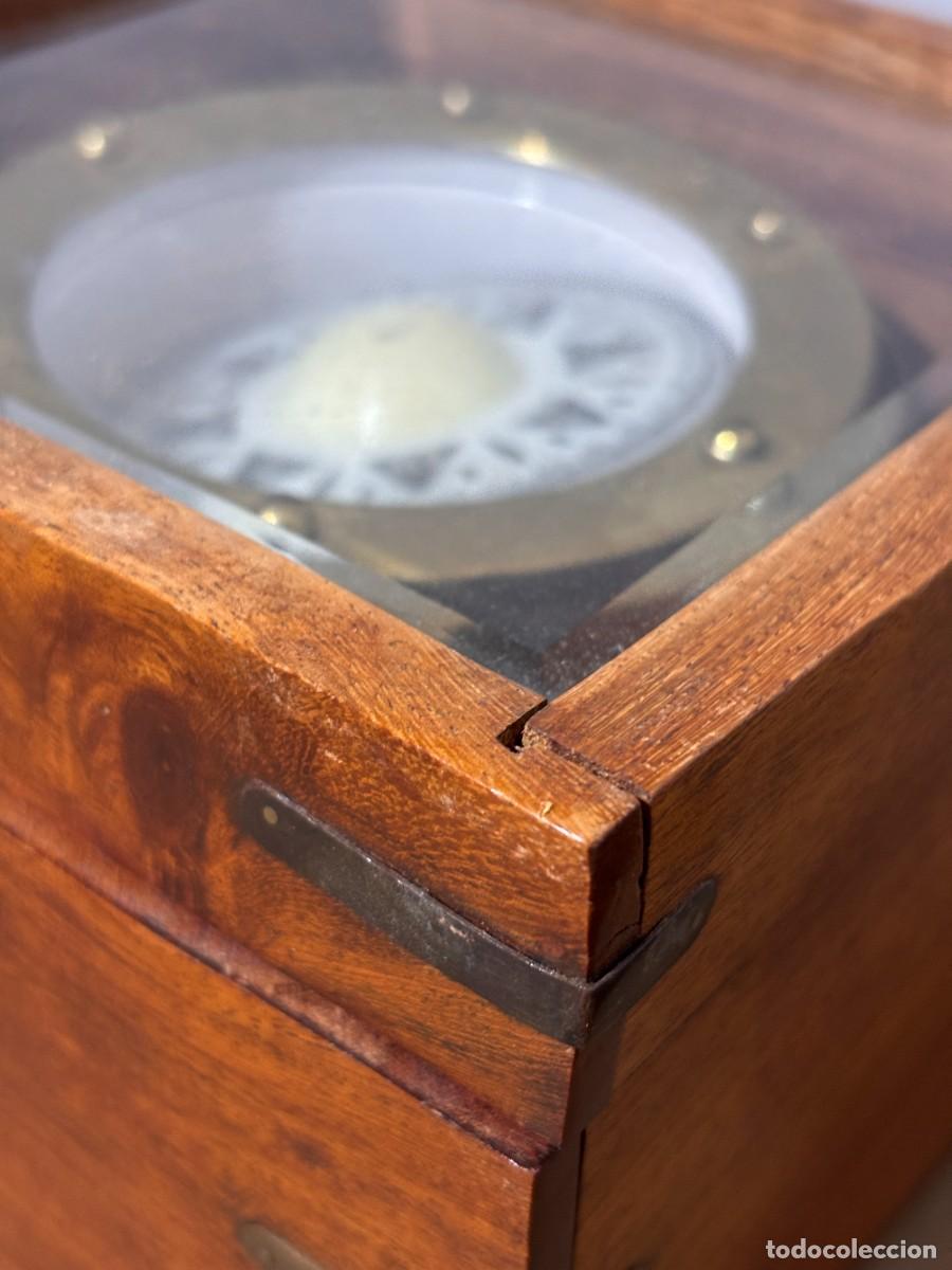 Antig&uuml;edades: Comp&aacute;s marino antiguo en caja de madera - Foto 8