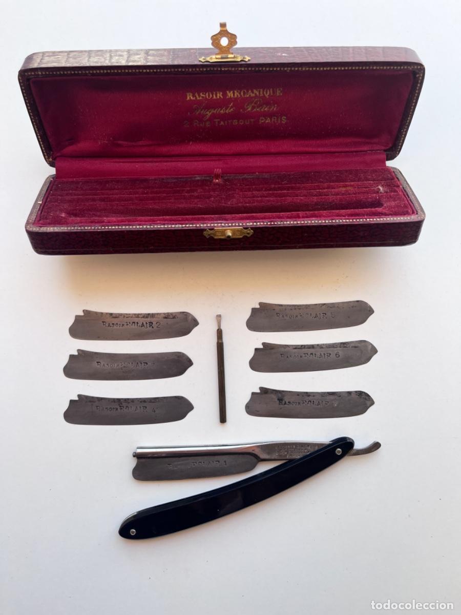 Antig&uuml;edades: Antiguo rasoir m&eacute;canique AUGUSTE BAIN Par&iacute;s &ndash; 7 hojas intercambiables &ndash; estuche original c.1900