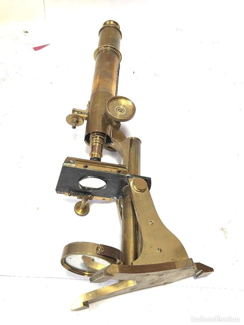 Antig&uuml;edades: antiguo y espectacular MICROSCOPIO monocular de 1860 en caja y con opticas - Foto 5