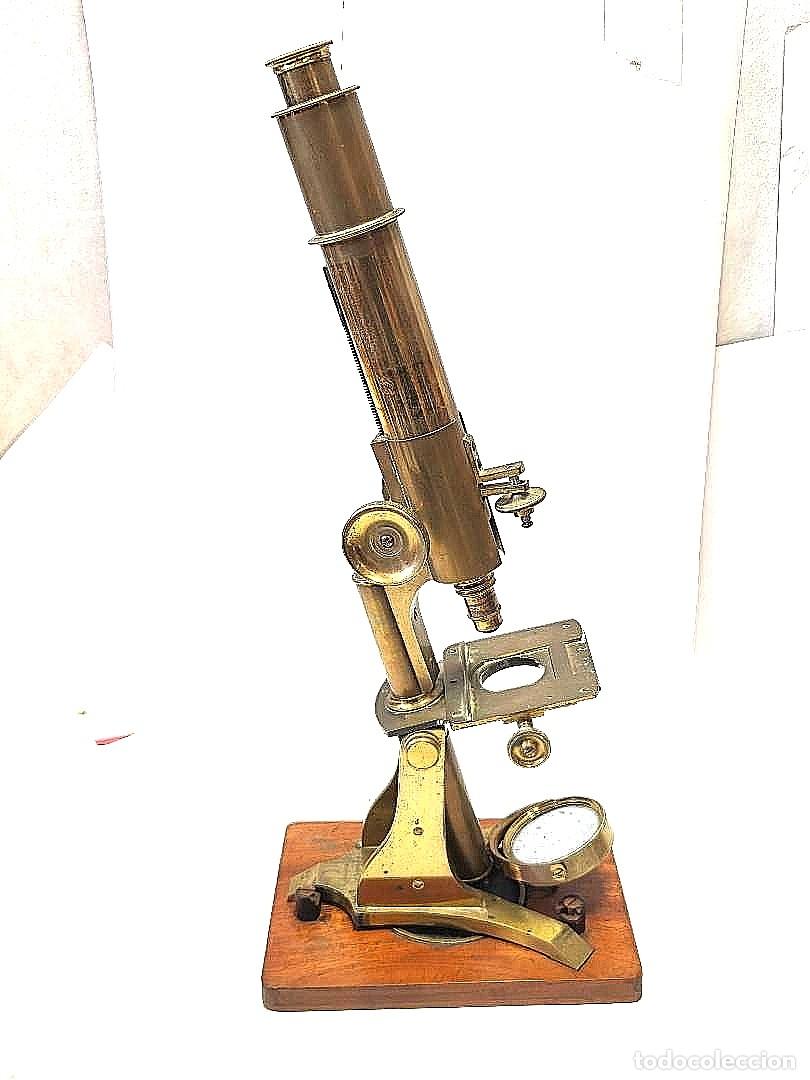 Antig&uuml;edades: antiguo y espectacular MICROSCOPIO monocular de 1860 en caja y con opticas - Foto 10