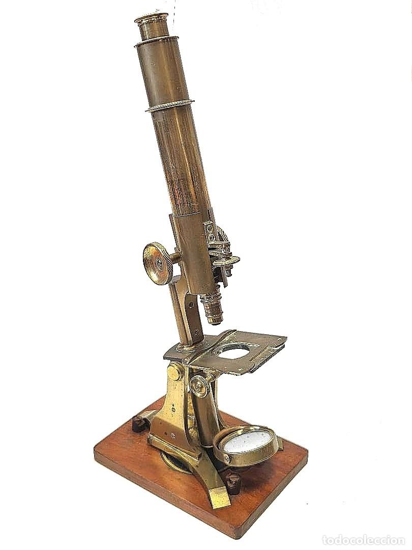 Antig&uuml;edades: antiguo y espectacular MICROSCOPIO monocular de 1860 en caja y con opticas - Foto 11