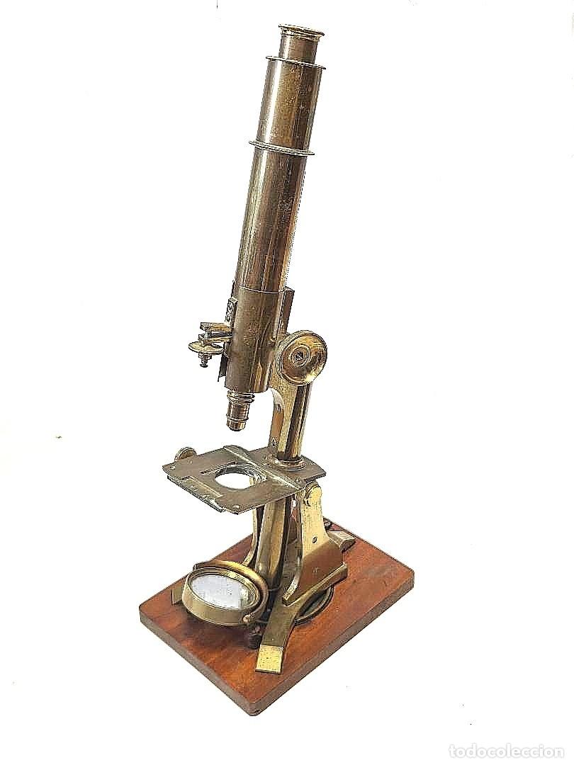 Antig&uuml;edades: antiguo y espectacular MICROSCOPIO monocular de 1860 en caja y con opticas - Foto 12