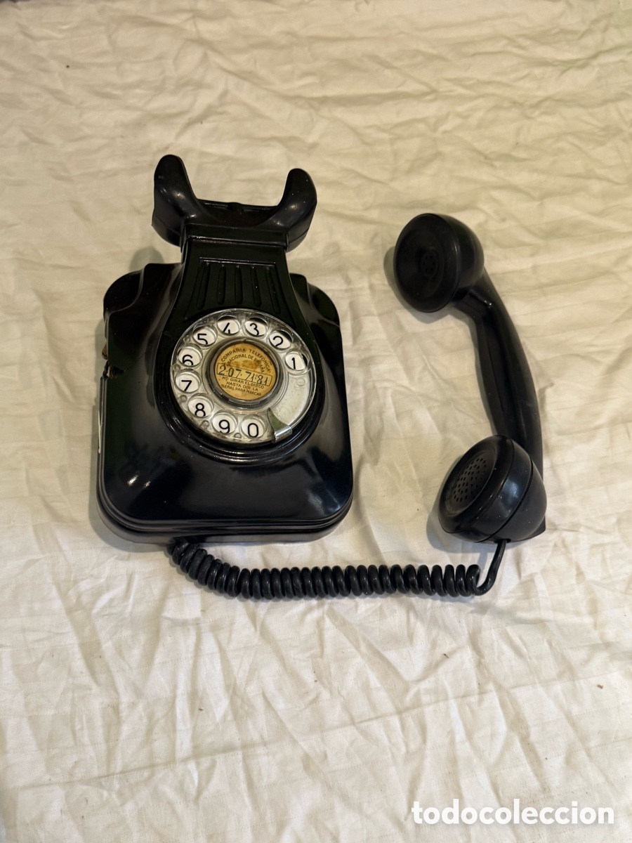Tel&eacute;fonos: Tel&eacute;fono antiguo de baquelita negro &ndash; disco giratorio &ndash; Telef&oacute;nica &ndash; a&ntilde;os 50-60 &ndash; para restaurar