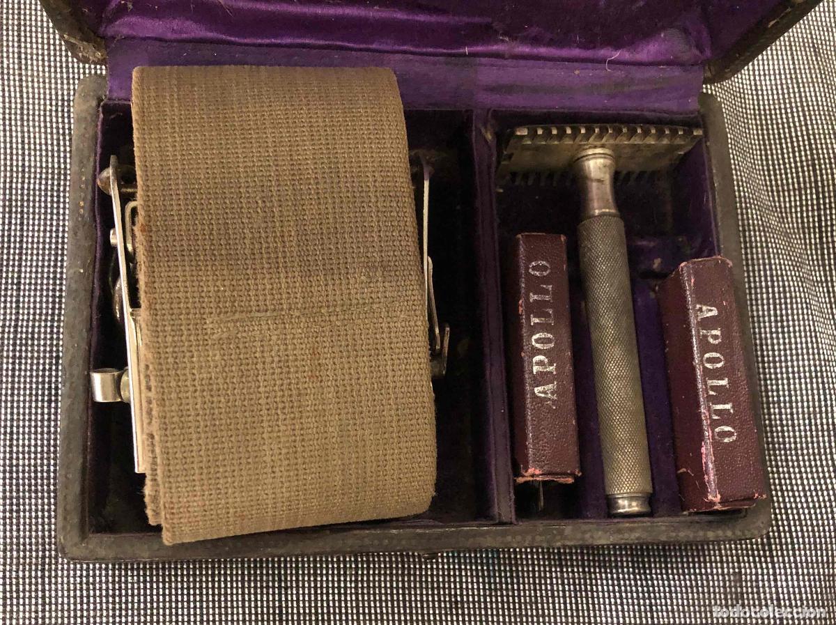 Antig&uuml;edades: ESTUCHE MAQUINA DE AFEITAR PORTA CUCHILLAS Y BANDA AFILADORA. EN CAJA ORIGINAL. C.1900