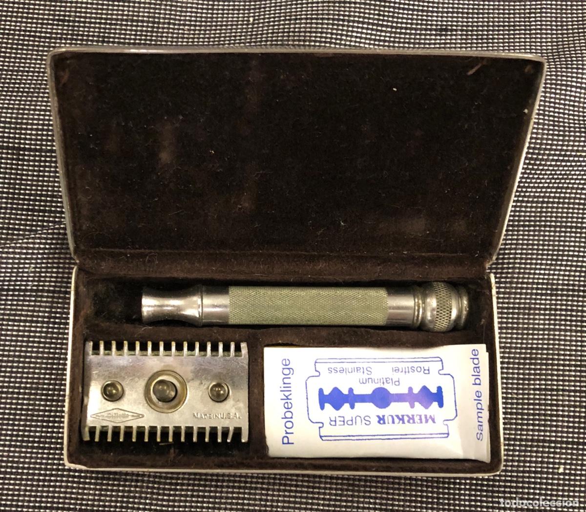 Antiques: ESTUCHE CON MAQUINILLA DE AFEITAR GILLETTE MADE IN USA