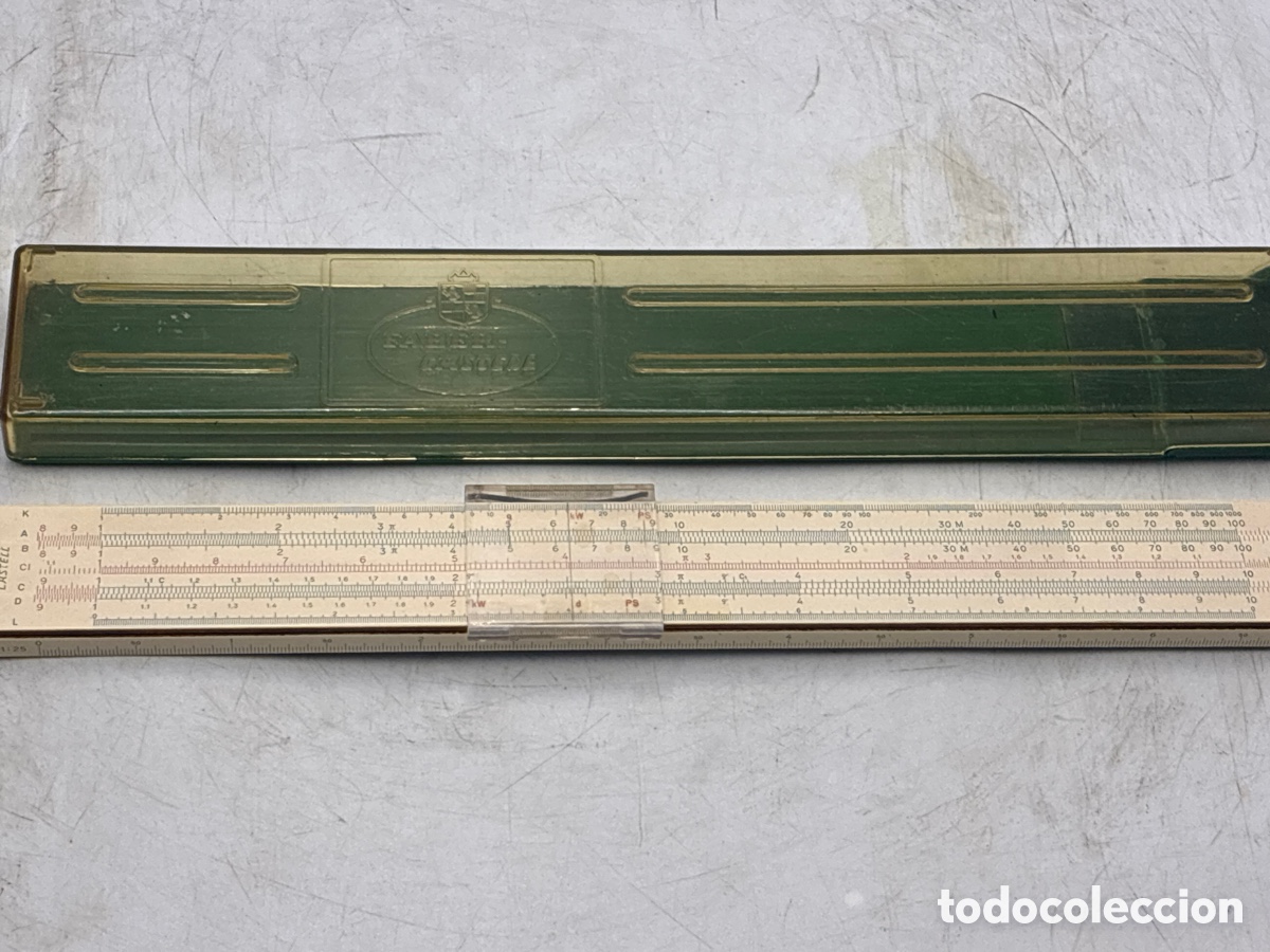 Antig&uuml;edades: Regla de C&aacute;lculo Faber Castell con estuche.