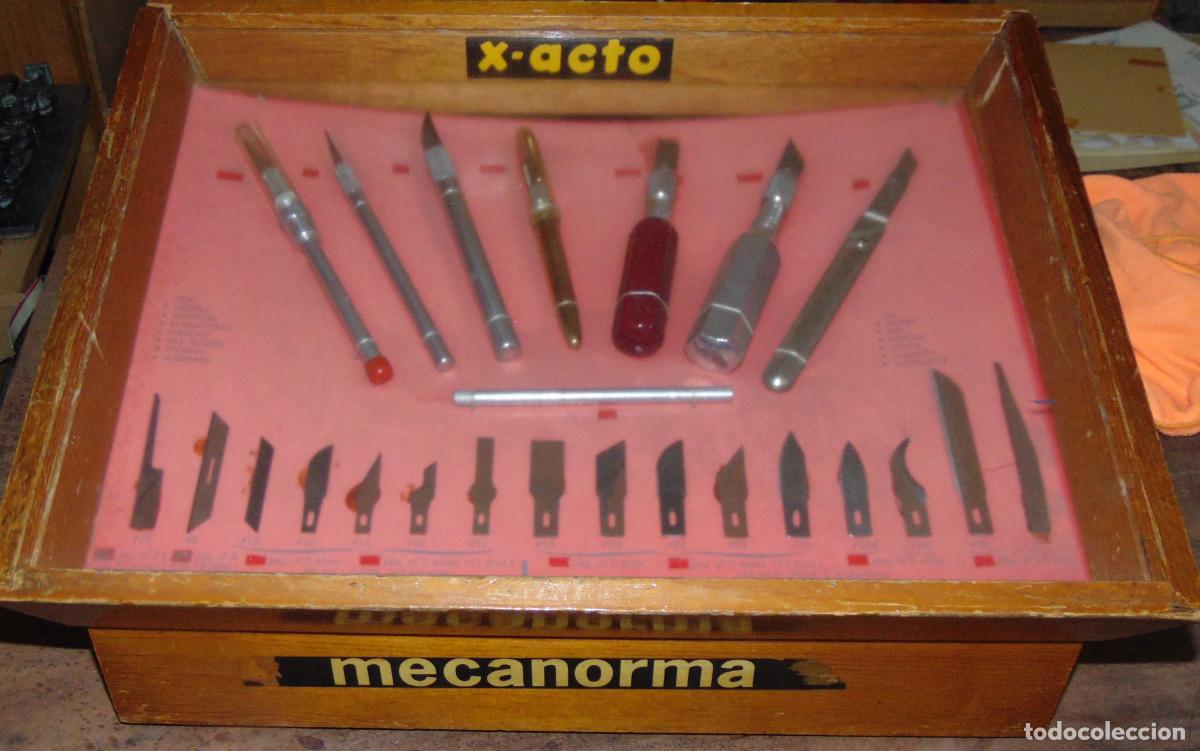 Antig&uuml;edades: RARO Y CURIOSO EXPOSITOR DE CUTER A&Ntilde;OS 50-60, BAQUELIT, ALUMINIO, ETC., X-ACTO, DE TIENDA
