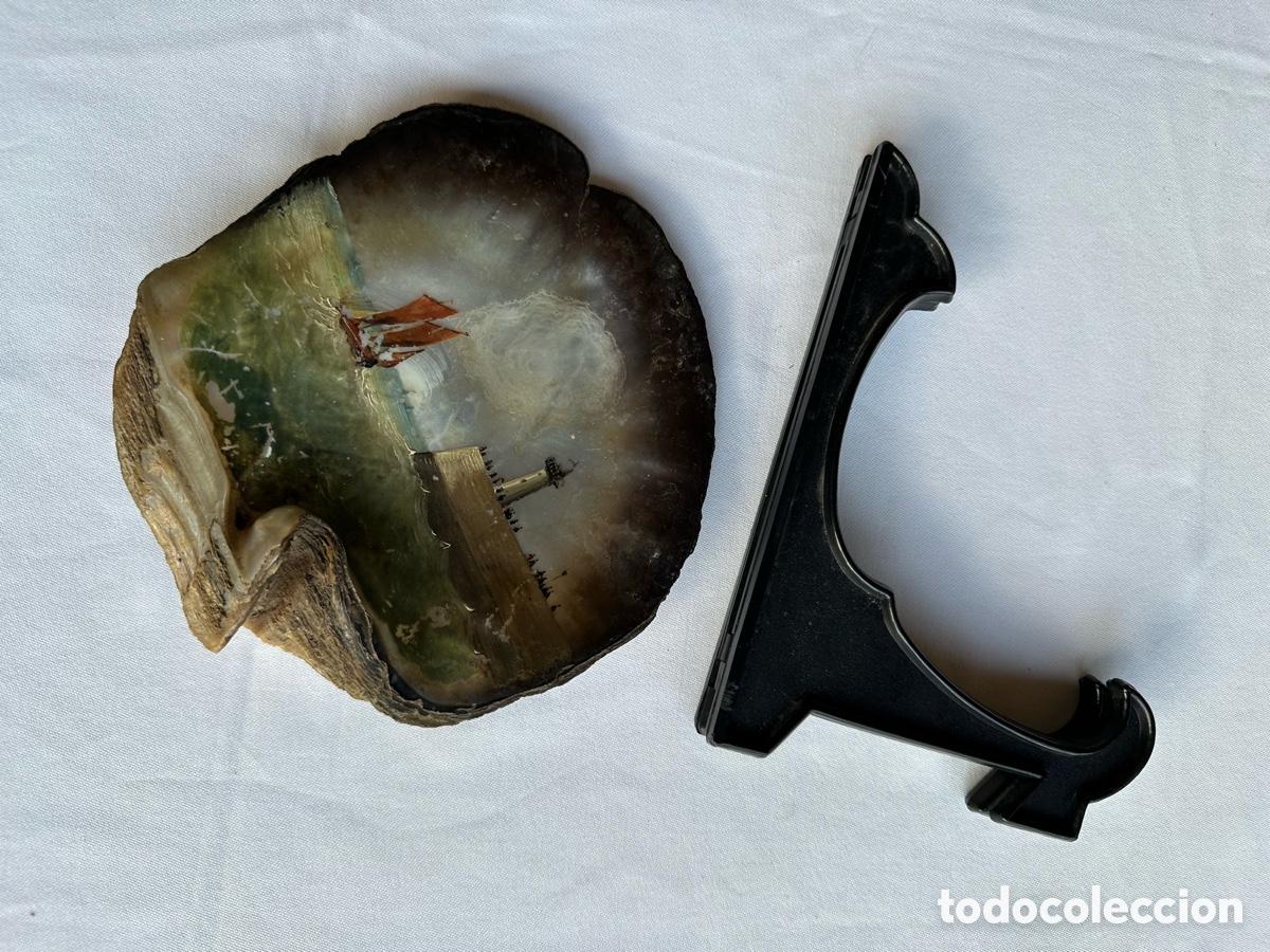 Antig&uuml;edades: Concha de n&aacute;car con &oacute;leo de marina. - Foto 8