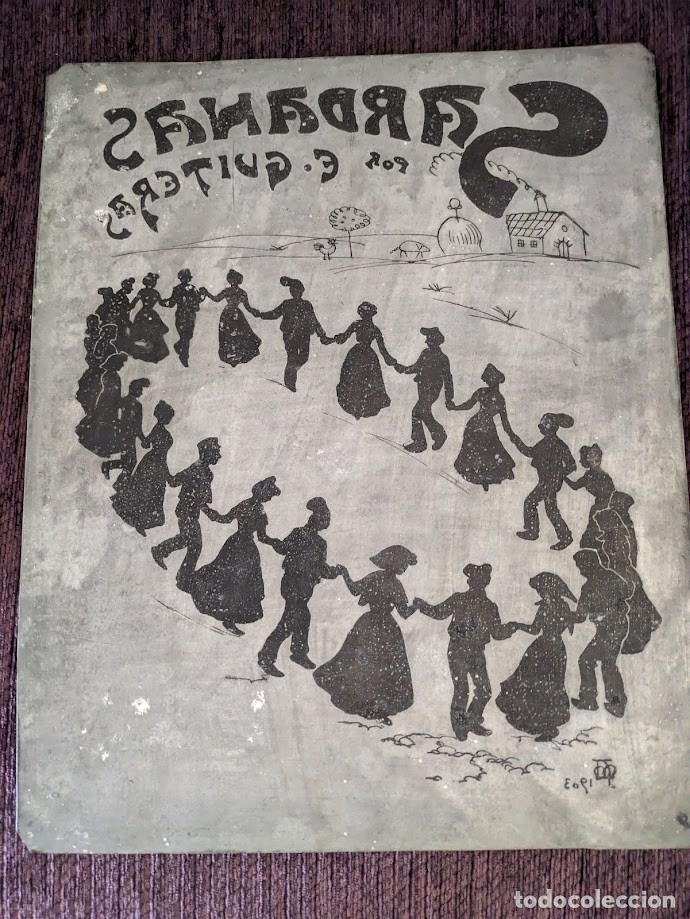 Antig&uuml;edades: Sardanes d' E. Guiteres planxa met&agrave;l&middot;lica de zinc per impressi&oacute; 1903