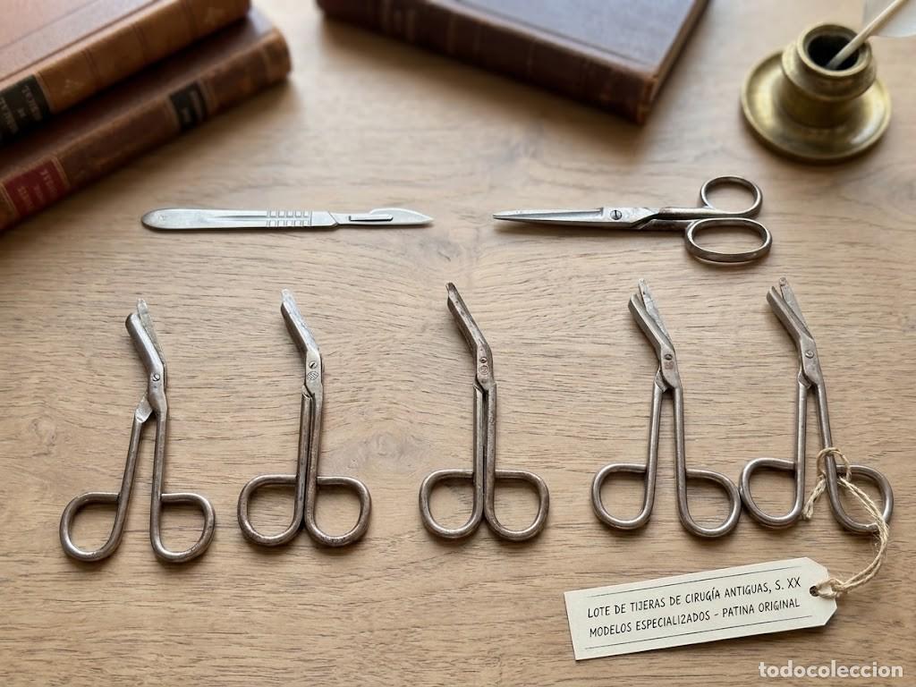 Antiquit&eacute;s: Lote quir&uacute;rgico vintage Lister + bistur&iacute; (7 piezas)