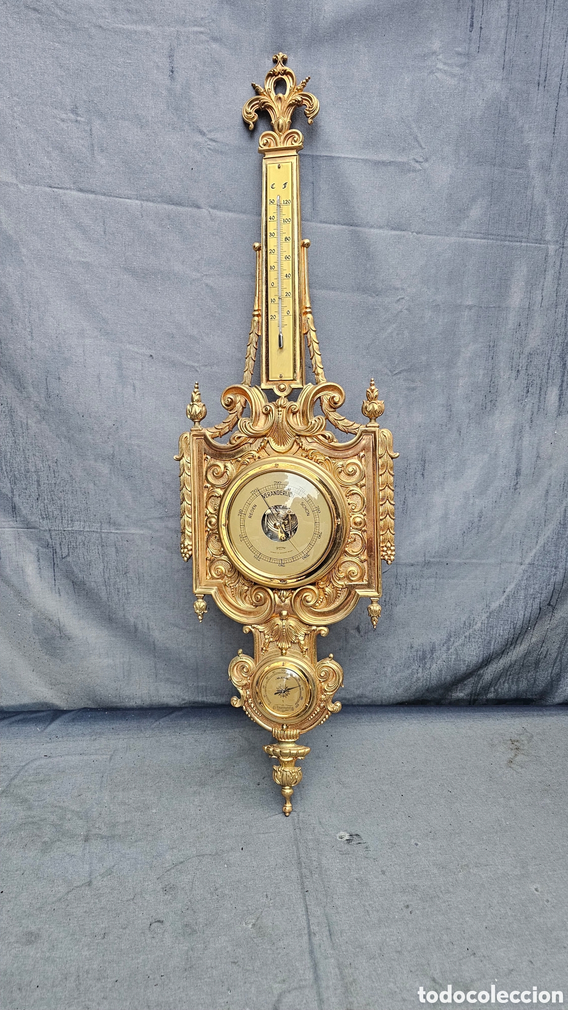 Antig&uuml;edades: Estaci&oacute;n meteorolog&iacute;ca de bronce estilo Luis XV