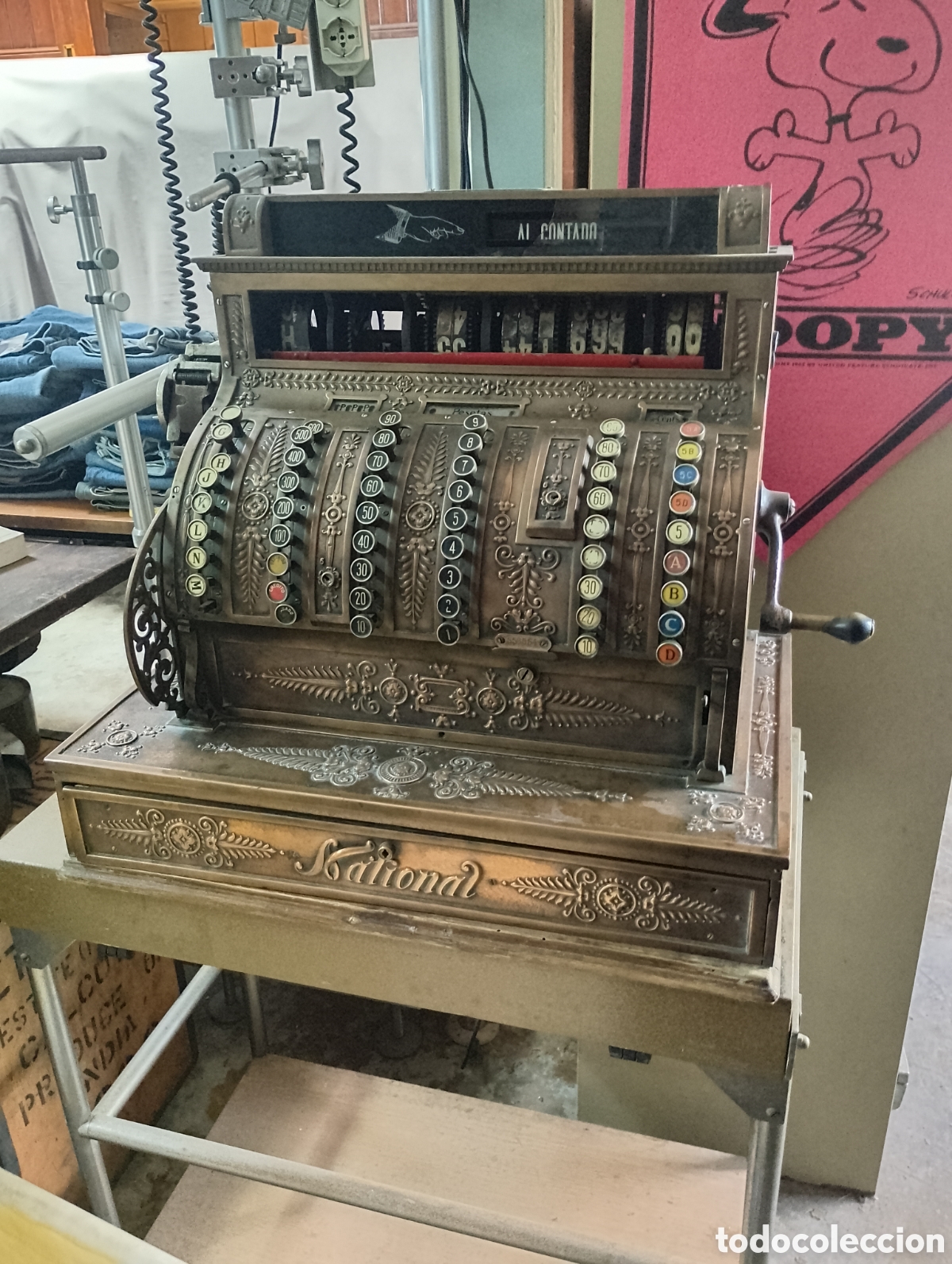 Antig&uuml;edades: M&aacute;quina registradora marca National antigua