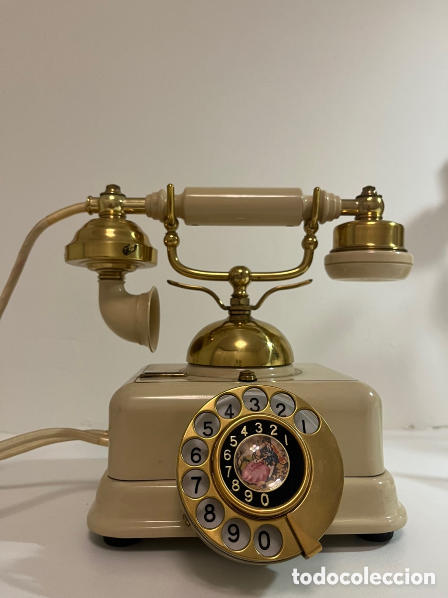 Tel&eacute;fonos: Tel&eacute;fono antiguo Telef&oacute;nica ESTILO CITESA M&aacute;laga 8000-AA &ndash; 1&ordf; serie a&ntilde;os 60-70 &ndash; marfil y dorado