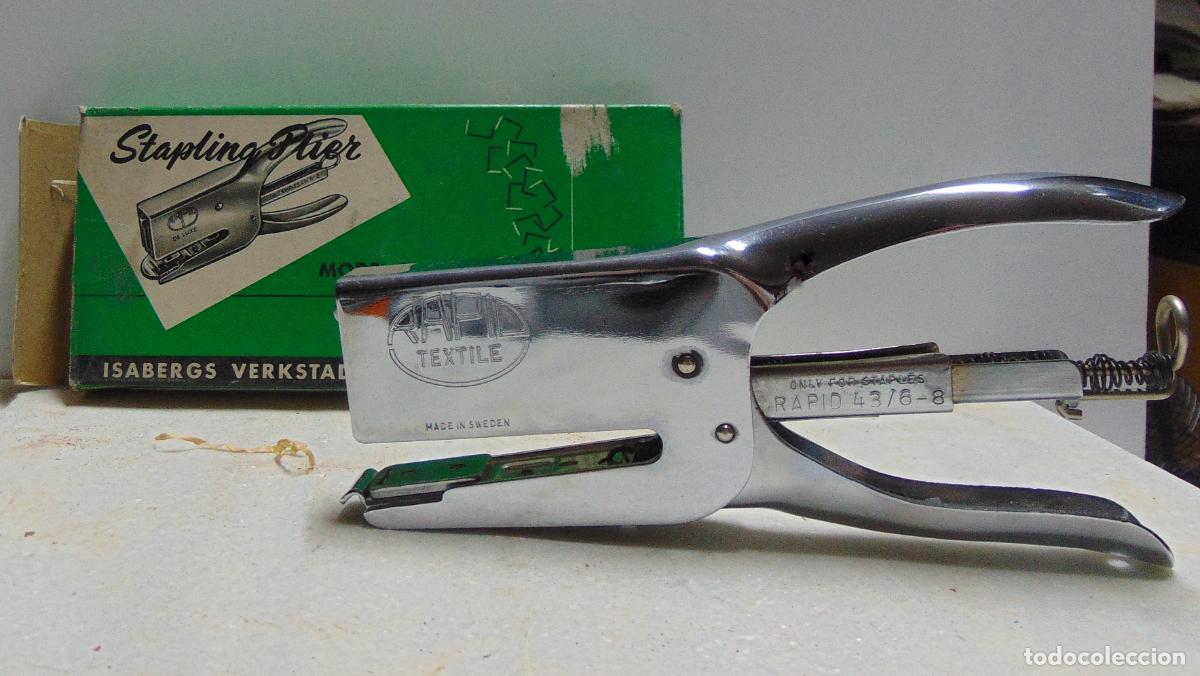 Antig&uuml;edades: GRAPADORA RAPID TEXTILE, MADE IN SWEDEN, DE 16,5x7,5CM, NUEVA EN CAJA ORIGINAL