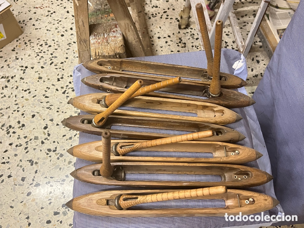 Antig&uuml;edades: Lote 7 lanzaderas antiguas de telar - Foto 2