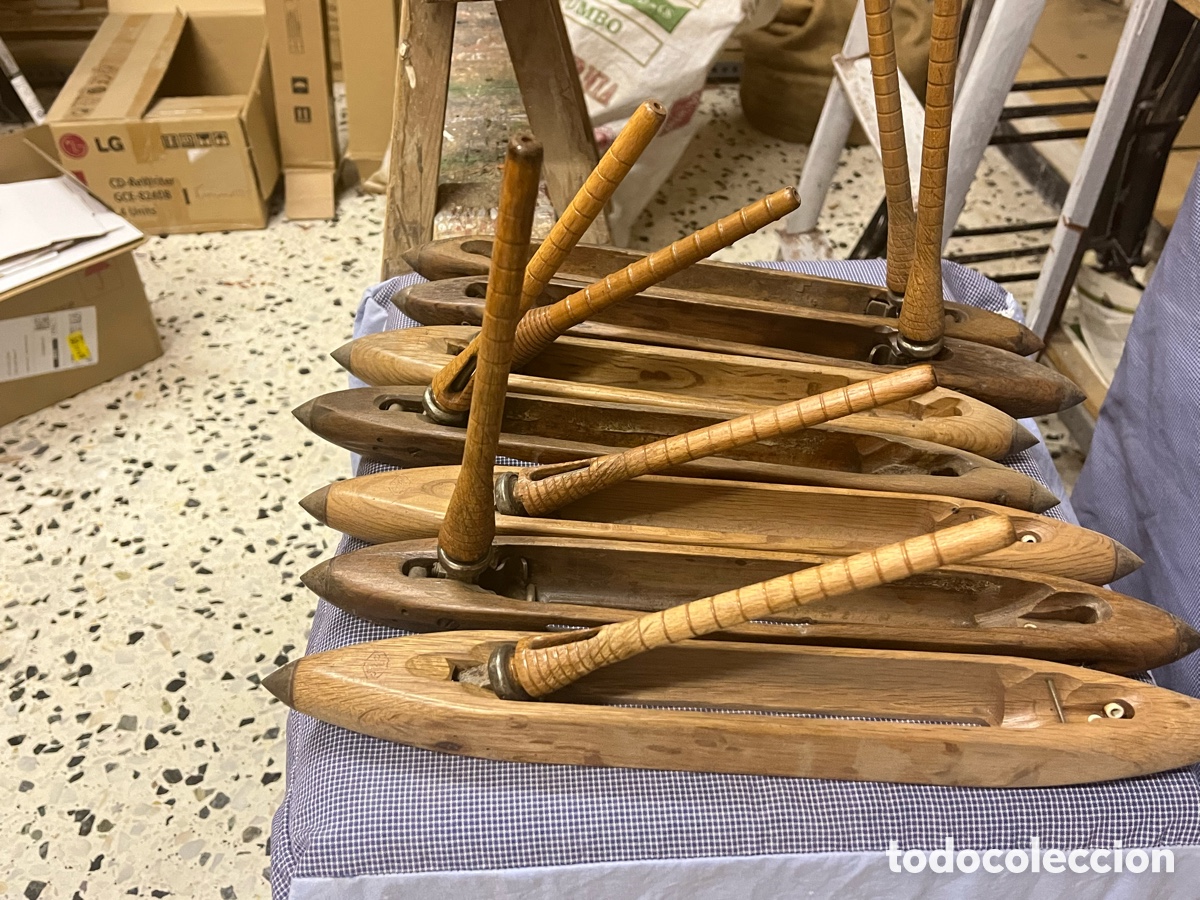 Antig&uuml;edades: Lote 7 lanzaderas antiguas de telar