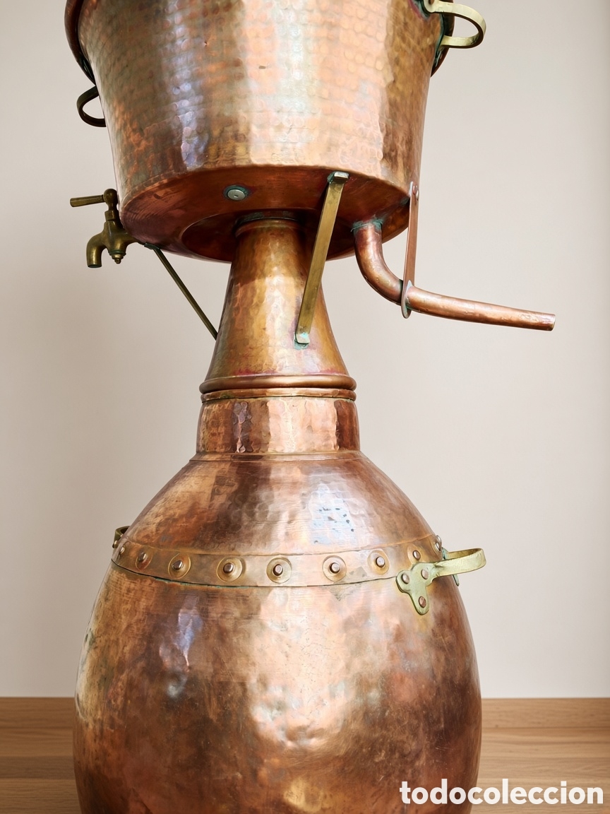 Antig&uuml;edades: Alambique/ Alquitara de Cobre 50 Litros! Destilador Orujo, aguardiente Perfectamente Funcional 90 cm