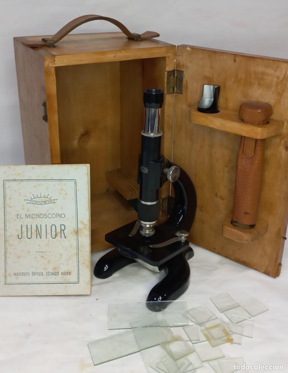 Antig&uuml;edades: ANTIGUO MICROSCOPIO KAVEX JUNIOR CON TRANSPORTIN E INSTRUCCIONES
