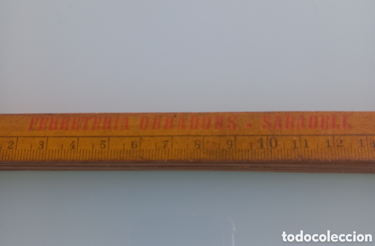Antig&uuml;edades: Antiguo Metro Plegable de Madera (1m) - Publicidad Hist&oacute;rica Ferreter&iacute;a Obradors (Sabadell)