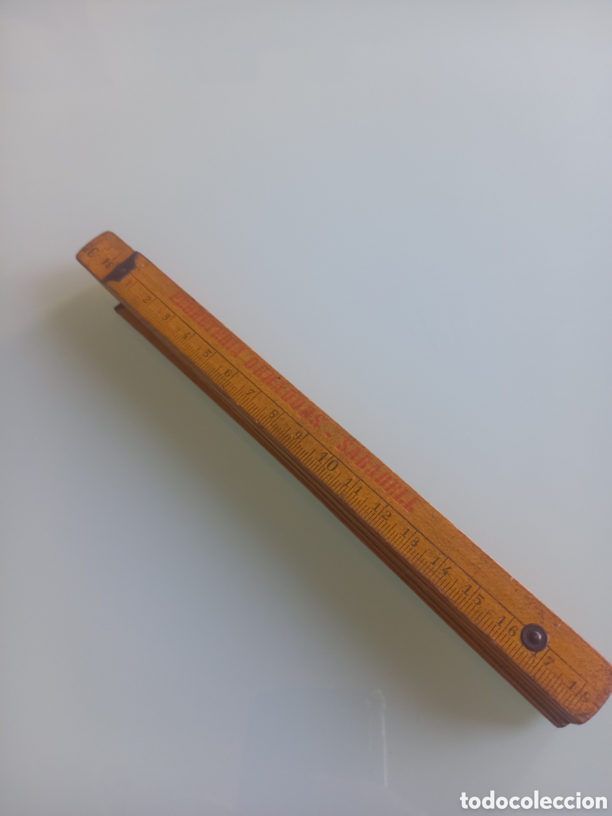 Antig&uuml;edades: Antiguo Metro Plegable de Madera (1m) - Publicidad Hist&oacute;rica Ferreter&iacute;a Obradors (Sabadell)