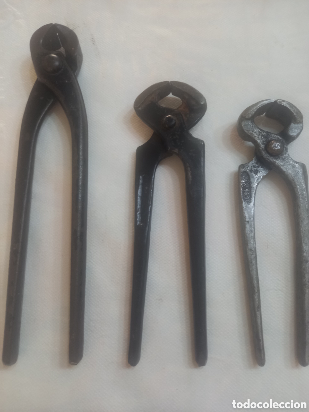 Antig&uuml;edades: Lote 3 Tenazas Antiguas Forja (Una Marca BELLOTA) - Alicates Rusos