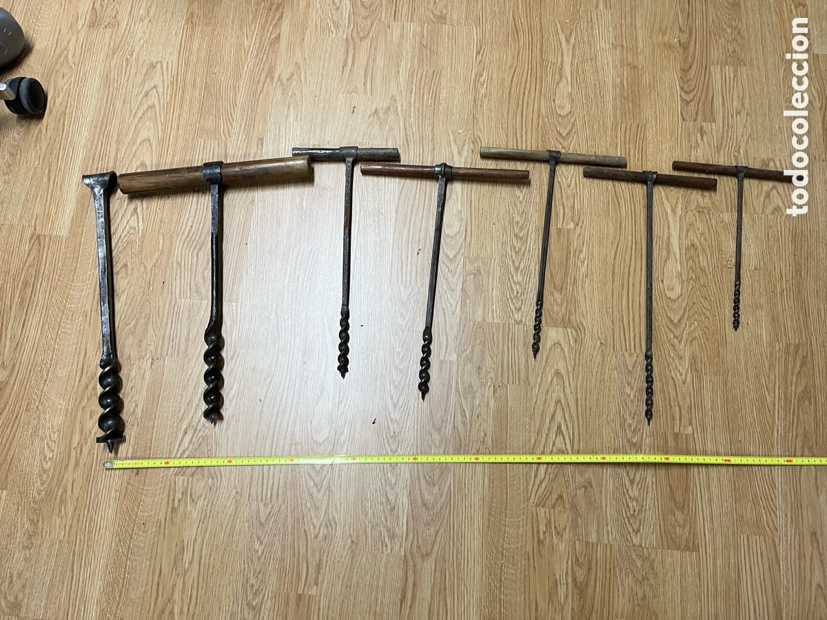 Antig&uuml;edades: Lote de 7 barrenas antiguas de carpintero - Foto 2