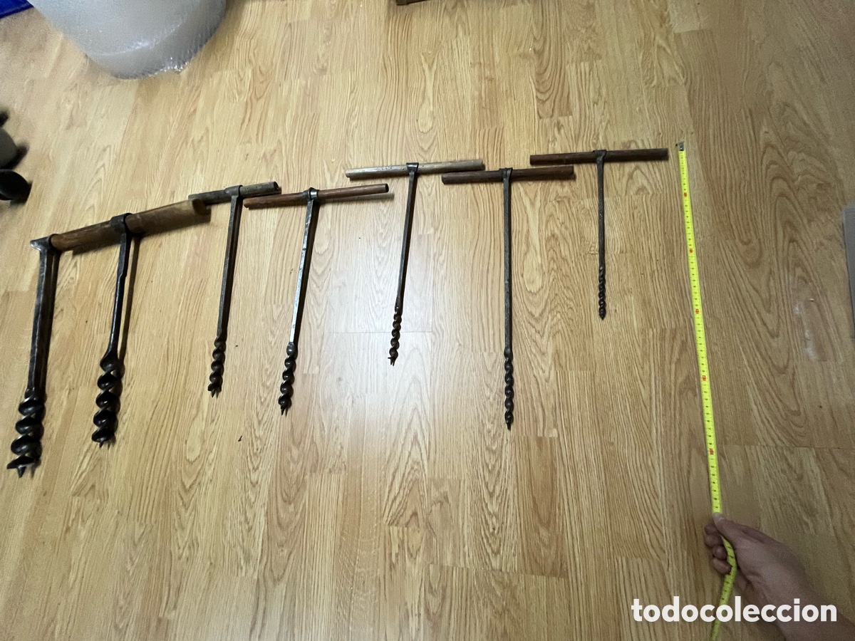 Antig&uuml;edades: Lote de 7 barrenas antiguas de carpintero
