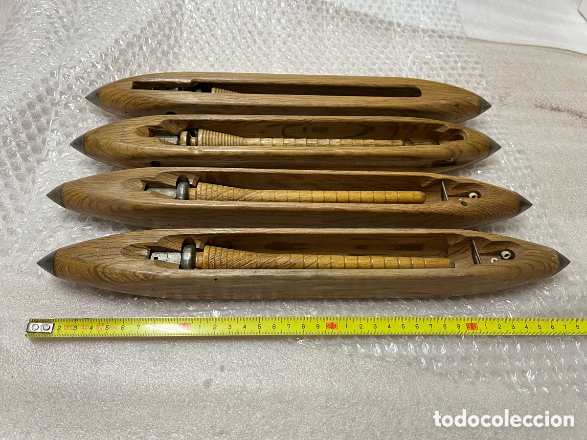 Antig&uuml;edades: Lote de 4 lanzaderas antiguas de telar - Foto 2