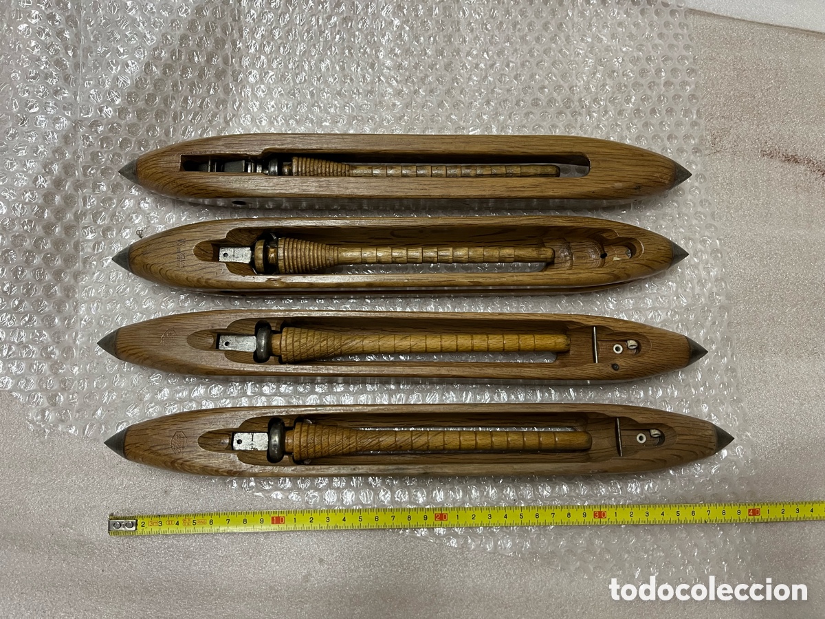 Antig&uuml;edades: Lote de 4 lanzaderas antiguas de telar - Foto 3