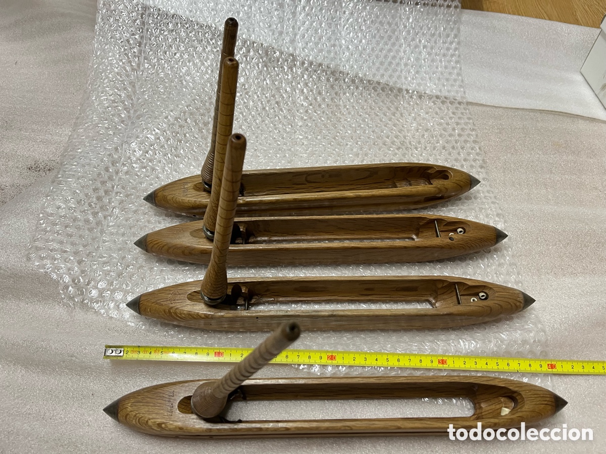 Antig&uuml;edades: Lote de 4 lanzaderas antiguas de telar - Foto 7