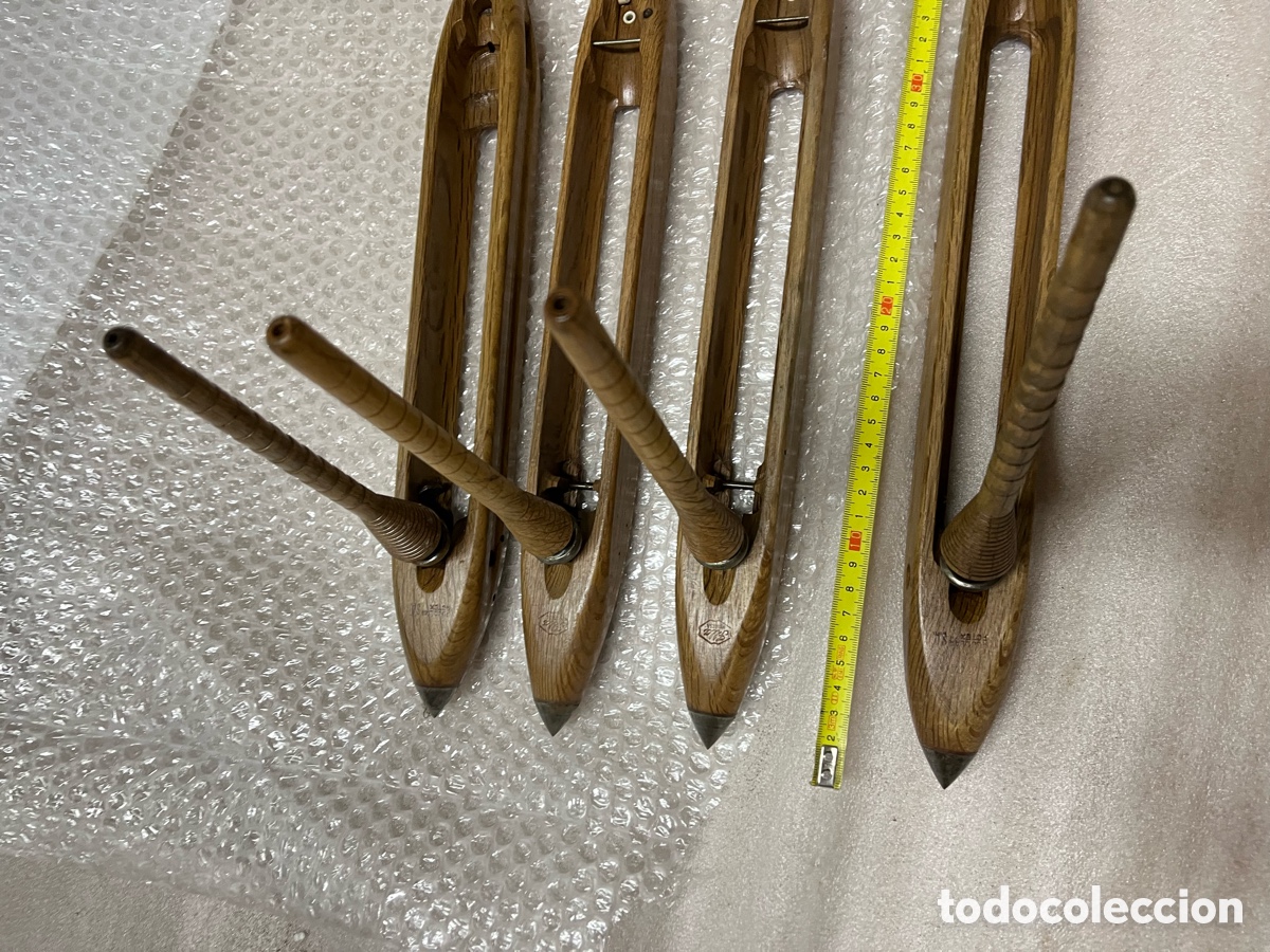 Antig&uuml;edades: Lote de 4 lanzaderas antiguas de telar - Foto 11