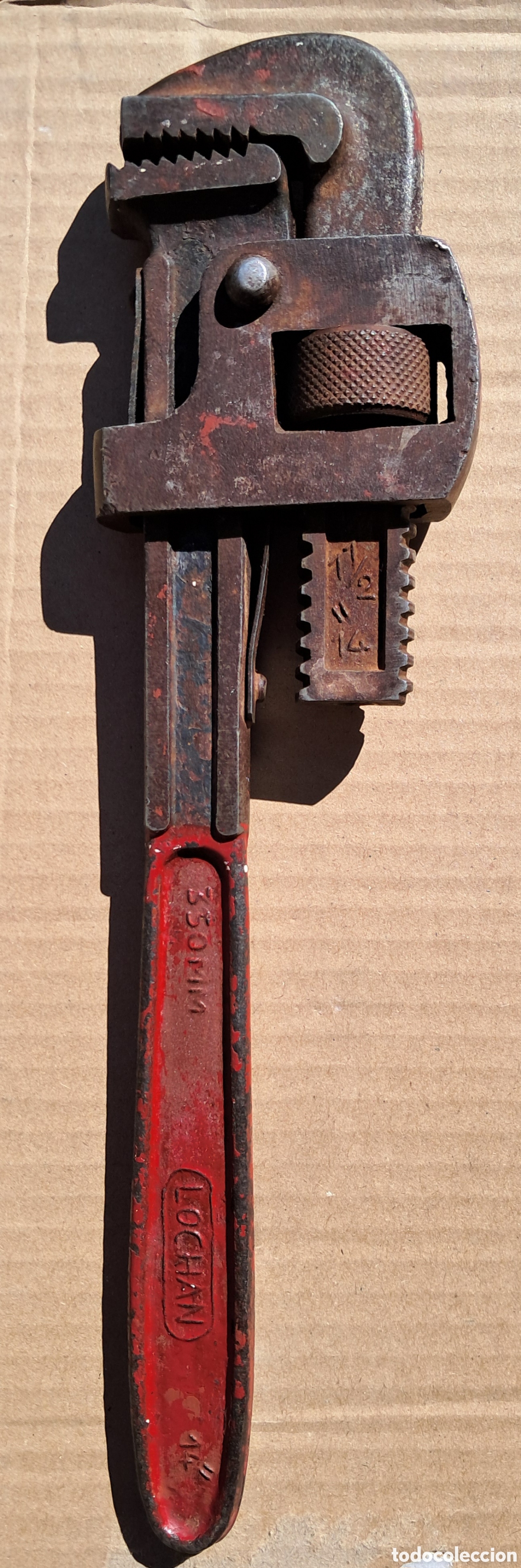 Antig&uuml;edades: Llave grifa o Stillson marca Lochan 12&rdquo; - Foto 3