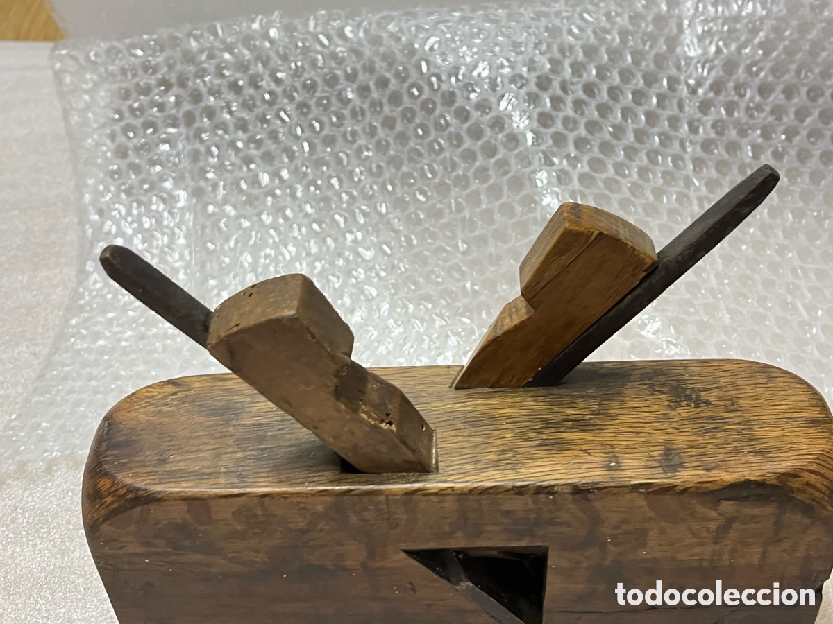 Antig&uuml;edades: Cepillo de carpintero antiguo de molduras doble cuchilla - Foto 4