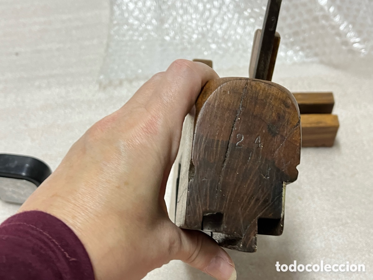 Antig&uuml;edades: Cepillo de carpintero antiguo de molduras doble cuchilla - Foto 6