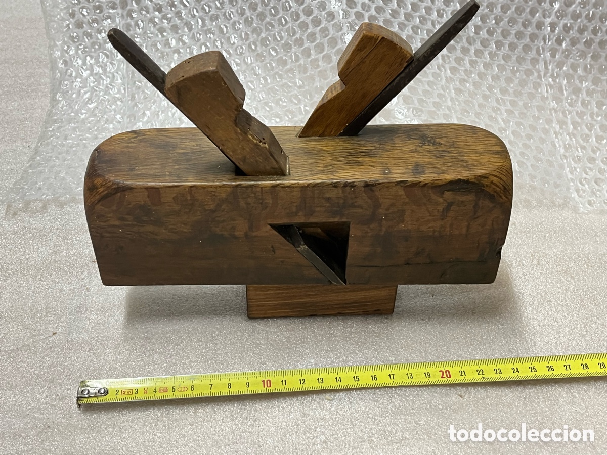Antig&uuml;edades: Cepillo de carpintero antiguo de molduras doble cuchilla